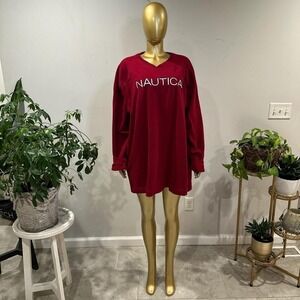 Nautica red long sleeve dress/shirt one size #nautica